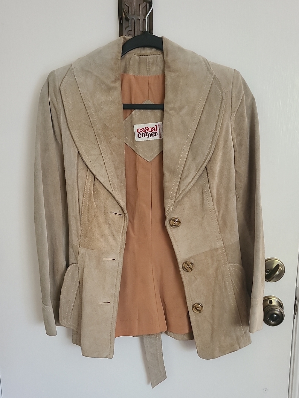 Casual Corner Beige Suede Blazer Jacket